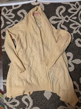 Lilly Pulitzer Cream Cable-Knit Open Front Cardigan